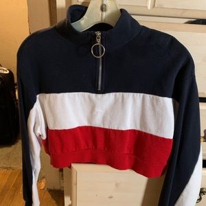 Forever 21 Red White & Blue Cropped Sweater